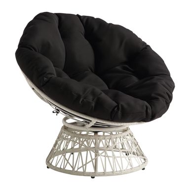 image of Papasan Chair with Round Pillow Cushion and Cream Wicker Weave - Black with sku:jrhpkvyavt5rpxzcjjpsugstd8mu7mbs-overstock