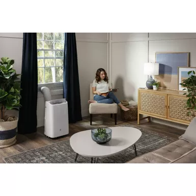 image of GE - 350 Sq. Ft. 10,000 BTU Portable Air Conditioner with Remote - White with sku:bb21900276-bestbuy