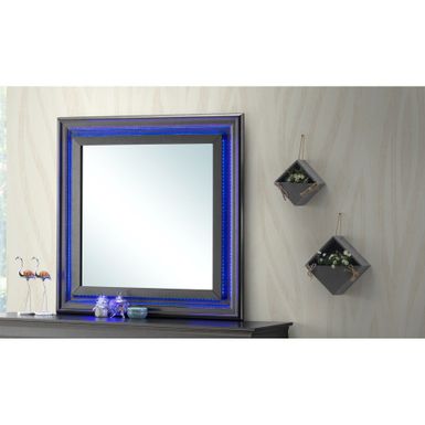 image of Lorana LED Lighted Bedroom Mirror - Charcoal with sku:iwf-somo431urgzxvmpj-gstd8mu7mbs-overstock