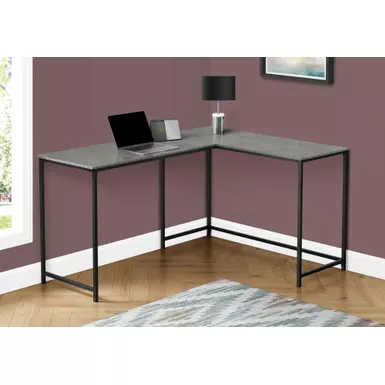 Computer Desk/ Home Office/ Corner/ 58"L/ L Shape/ Work/ Laptop/ Metal/ Laminate/ Grey/ Black/ Contemporary/ Modern