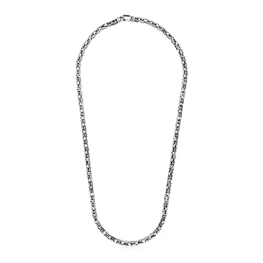 Sterling Silver Gunmetal Finish Byzantine Chain Necklace (24 Inch)