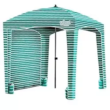 image of Qipi Beach Cabana with Changing Room - Easy to Set Up Canopy, Waterproof, Portable 6' x 6' Beach Shelter, Included Side Wall, Shade with UPF 50+ UV Protection for Kids, Family & Friends with sku:b08qrv7d89-amazon
