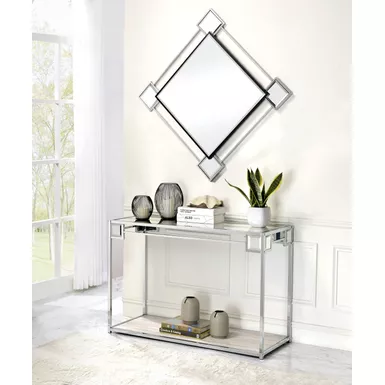 image of ACME Asbury Accent Mirror, Mirrored & Chrome with sku:97467-acmefurniture