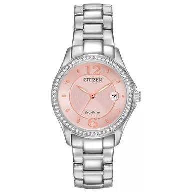 Citizen - Womens Silhouette Swarovski Crystal Eco-Drive Watch Pink Dial