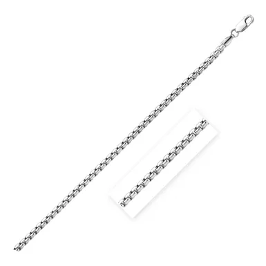 3.0mm Sterling Silver Rhodium Plated Round Box Chain (20 Inch)