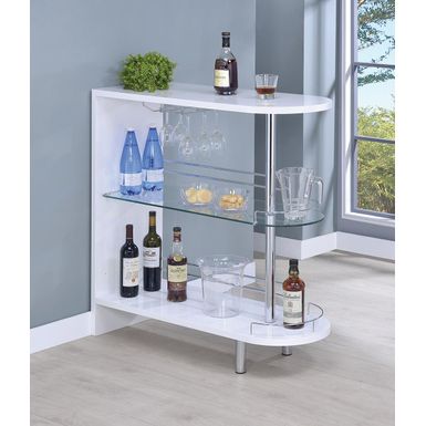 image of 3-tier Bar Unit Glossy White and Clear with sku:101064-coaster