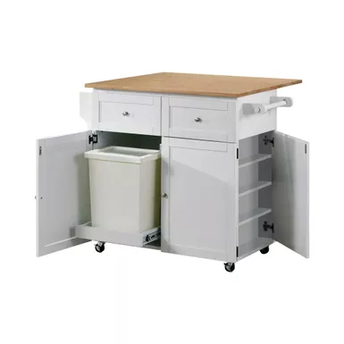 image of Jalen 3-door Kitchen Cart with Casters Natural Brown and White with sku:900558-coaster