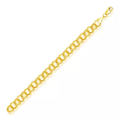 8.0 mm 14k Yellow Gold Solid Double Link Charm Bracelet (8 Inch)