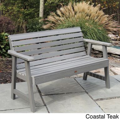 image of Highwood Weatherly 5-foot Eco-friendly Marine-grade Synthetic Wood Garden Bench - Coastal Teak with sku:c9poxdwn81i48lps42ydyastd8mu7mbs-hig-ov