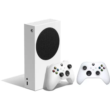 image of Xbox Series S 512 GB All-Digital Gaming Console & White Controller (Total of 2 Controllers Included) with sku:rrs-00001b-streamline