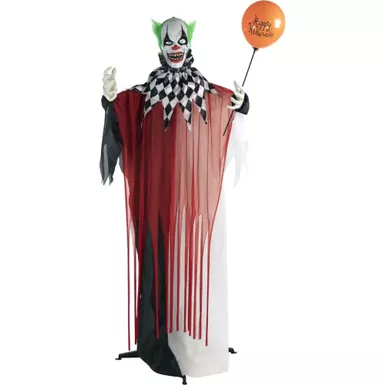 Life-Size Animatronic Clown with Lights and Sound, Indoor or Covered Outdoor Halloween Decoration