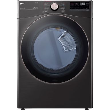 image of LG - 7.4 Cu. Ft. Stackable Smart Electric Dryer with Steam and Built-In Intelligence - Black Steel with sku:bb21584216-6419629-bestbuy-lg