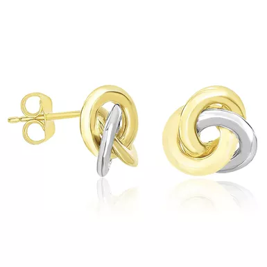 14k Two Tone Gold Shiny Intertwined Open Circle Earrings