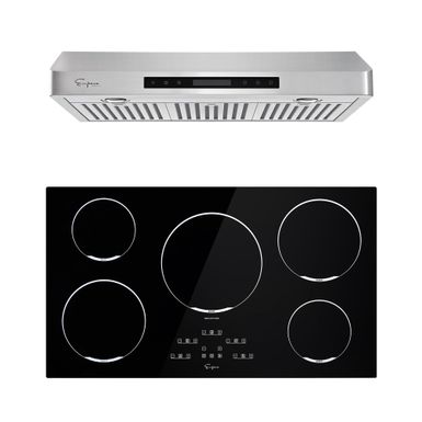 image of 2 Piece Kitchen Appliances Packages Including 36" Induction Cooktop and 36" Under Cabinet Range Hood - Black with sku:jmxnbh6mp2bqxi0ybfgxeqstd8mu7mbs-overstock