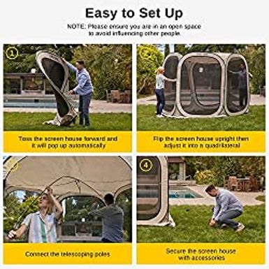 EAST OAK Screen House Tent Pop-Up, Portable Screen Room Canopy Camping 10x10 FT with Carry Bag for Patio, Backyard, Deck & Outdoor...