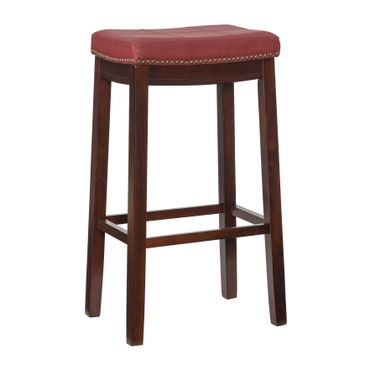image of Ansley Backless Upholstered Barstool Red with sku:lfxs1805-linon
