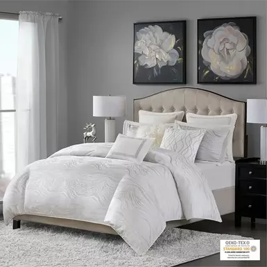 image of White Hollywood Glam Comforter Set Queen with sku:mps10-310-olliix