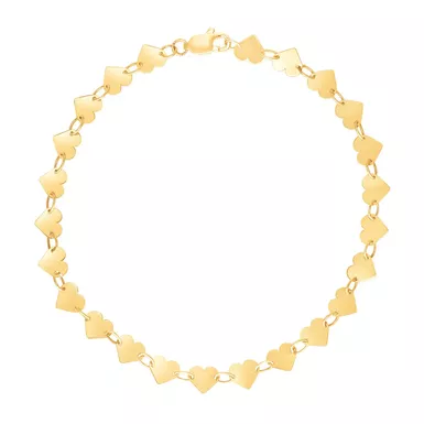 image of 14k Yellow Gold 7 inch Mirrored Heart Chain Bracelet with sku:d13537971-7-rcj