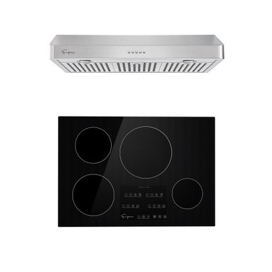 image of 2 Piece Kitchen Appliances Packages Including 30" Induction Cooktop and 36" Under Cabinet Range Hood - Black with sku:emhco9gm3o0sai556xvurgstd8mu7mbs-overstock
