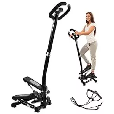 image of Signature Fitness Adjustable Mini Stepper Stair Stepper Stepping Machine with Resistance Bands, with or Without Handle with sku:b0cv84x8zm-amazon