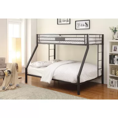 image of ACME Limbra Twin XL/Queen Bunk Bed, Sandy Black with sku:38000-acmefurniture