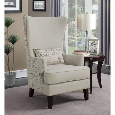 image of Curved Arm High Back Accent Chair Cream with sku:904047-coaster