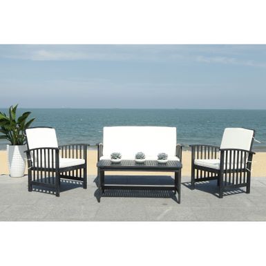 image of Safavieh Outdoor Living Rocklin 4 Pc Outdoor Set - Black / White with sku:bceco5h9tvdt2fss9ln7wwstd8mu7mbs-saf-ovr
