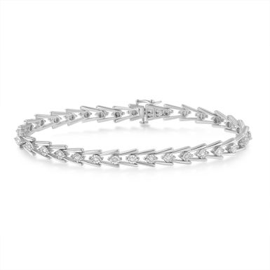 Sterling Silver 1/2 ct TDW Diamond Wave Link Bracelet (I-J, I3)