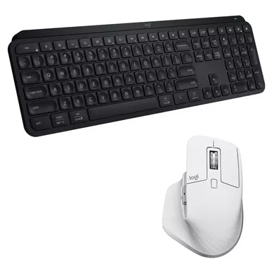 Logitech MX Keys S Wireless Keyboard, Black with MX Master 3S Wireless Pale Gray Mouse