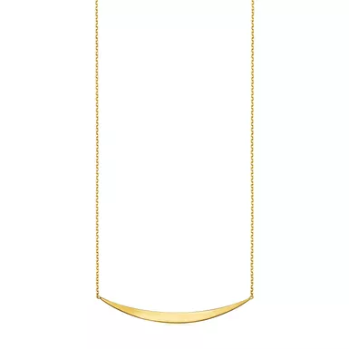 image of 14k Yellow Gold Necklace with Polished Curved Bar Pendant (18 Inch) with sku:d96671044-18-rcj