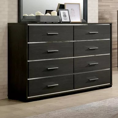 Contemporary Wood 8-Drawer Dresser in Warm Gray