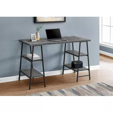 Computer Desk/ Home Office/ Laptop/ Storage Shelves/ 48"L/ Work/ Metal/ Laminate/ Grey/ Black/ Contemporary/ Modern