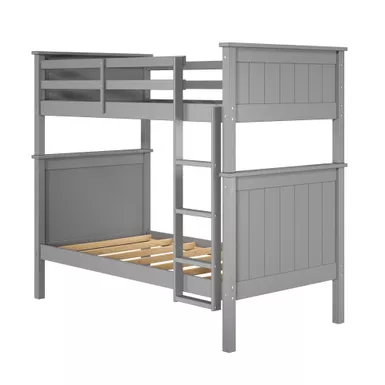 image of Pierlet Twin Over Twin Bunk Bed Gray with sku:lfxs2170-linon