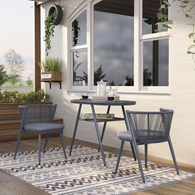 image of Small Space Mid-Century Modern 3-Piece Aluminum Outdoor Bistro Set by Furniture of America - Grey with sku:mqbqpeqfiqsaeetdwp5j6astd8mu7mbs-overstock