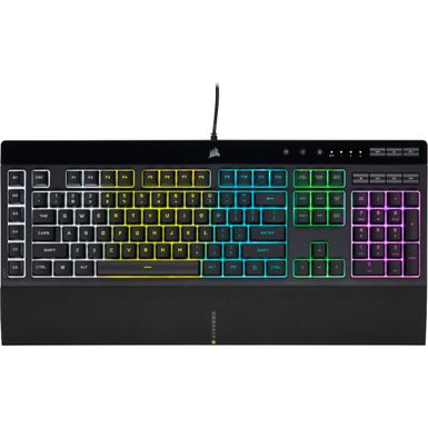 Angle Zoom. CORSAIR - K55 RGB Pro Full-size Wired Dome Membrane Gaming Keyboard with Elgato Stream Deck Software Integration - Black