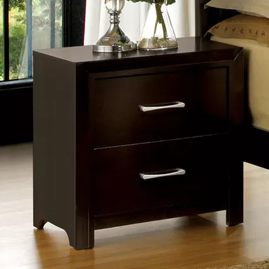 Contemporary Wood 2-Drawer Nightstand in Espresso