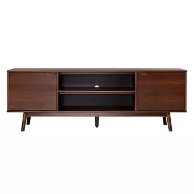 Walker Edison - Modern 2 Door Solid Wood TV Stand for TVs up to 80” - Walnut