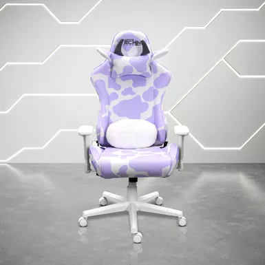 image of Lavender COW Series Gaming Chair with sku:rta-ts85-lav-rtaproducts