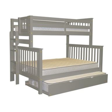image of Bedz King Bunk Beds Twin over Full End Ladder Gray + Trundle with sku:r3fjhumybmy1qf7ccvdyygstd8mu7mbs-bed-ovr