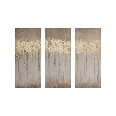 Sandy Forest Gold Foil Abstract 3-piece Canvas Wall Art Set