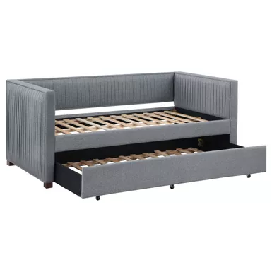 image of Brodie Upholstered Twin Daybed with Trundle Grey with sku:300554-coaster