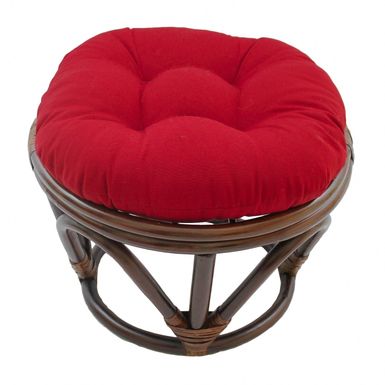image of International Caravan Bali Papasan Footstool with Cushion - Ruby Red with sku:sqyb8dsrcmhpubv5btvpeqstd8mu7mbs--ovr