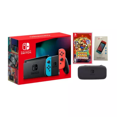 Nintendo Switch Neon + Paper Mario: The Thousand-Year Door Bundle with Accessories