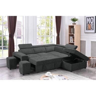 image of Copper Grove Ajibade Woven Fabric Sleeper Sectional Sofa - Dark Grey with sku:beabxfeiw1alxhf5ke6ofastd8mu7mbs-overstock