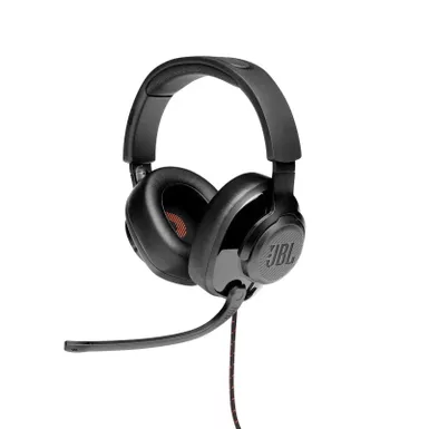 image of JBL Quantum 200 Wired Over-Ear Gaming Headset w/ Flip-up Mic with sku:jblquantum200blkam-powersales