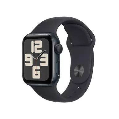 image of Apple Watch SE GPS 40mm Midnight Aluminum Case with Midnight Sport Band - M/L with sku:bb21207815-bestbuy