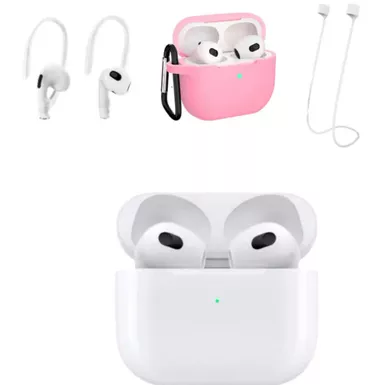 image of Apple AirPods (3rd generation) with Lightning Charging Case- Pink Case Bundle with sku:mpny3pnk-streamline