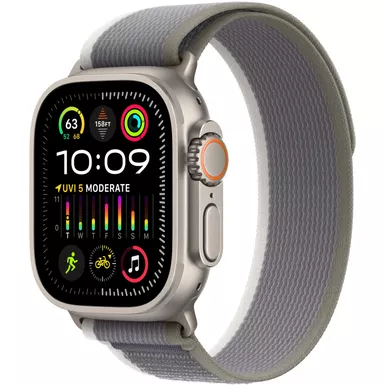 Apple Watch Ultra 2 (GPS + Cellular) 49mm Titanium Case with Green/Gray Trail Loop with Blood Oxygen - M/L - Titanium