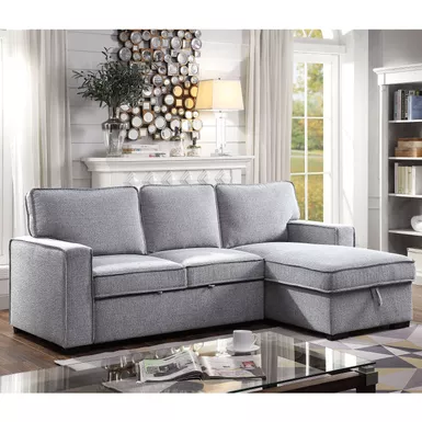 Contemporary Tufted Fabric Chris Sectional in Gray