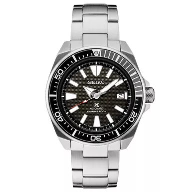 Seiko - Mens Prospex Auto Diver Black & Silver Stainless Steel Watch Black Dial